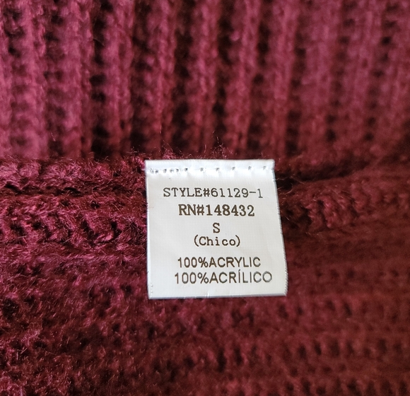 BE COOL Burgundy Cowl Mock Crew Ribbed Oversized Sweater Maroon Size Small - Picture 4 of 7